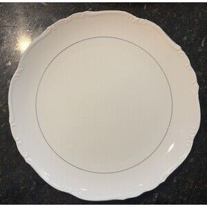 CLASSICO CERAMIC FINE PORCELAIN 12.5" WHITE W/GOLD TRIM SERVING PLATTER POLAND